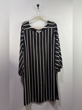 LOFT Women’s Plus Black/Cream Striped Dress Size 20